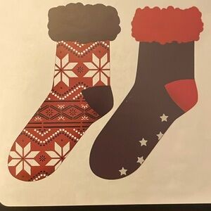 Gift Box 2 Pair! Catherine Malandrino House Slipper Socks Grip soles Nordic